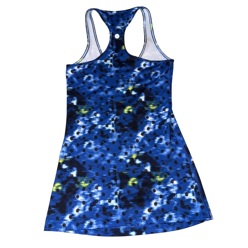 Lululemon Athletica Cool Racerback‎ Athletic Blue Black Dot Print tank top